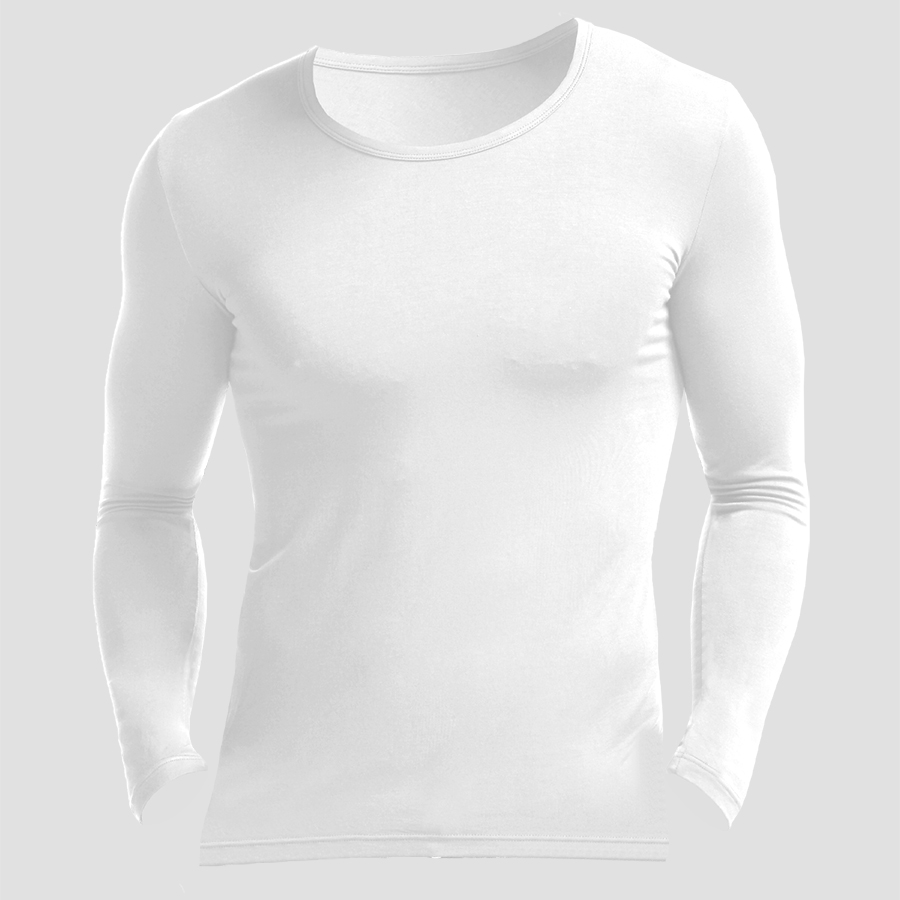 Undershirt Crew Neck - เสื้อแขนยาวผ้าโมดัลสำหรับผู้ชาย คอกลม ทรงเข้ารูป บางเบา เหมาะสำหรับใส่เป็นเสื้อชั้นในเพื่อเพิ่มความอบอุ่น