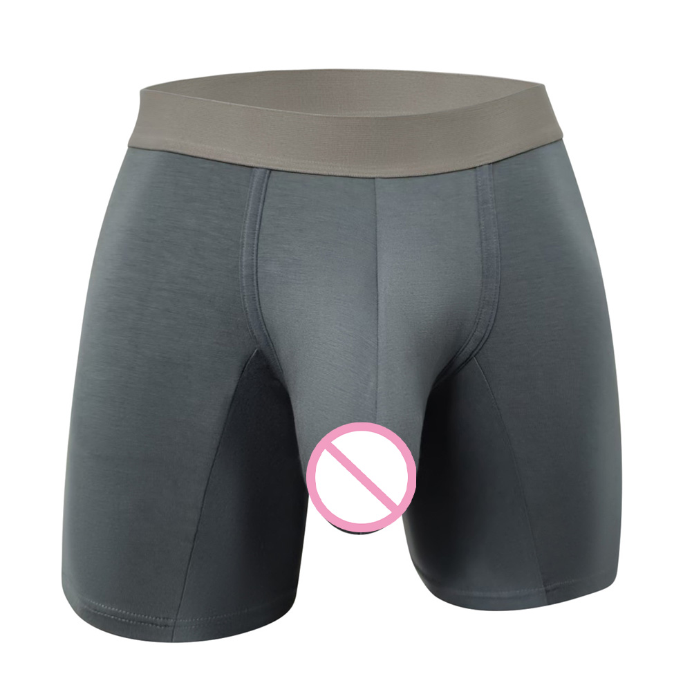 Long Leg Trunk Men - กางเกงบ็อกเซอร์ผ้าโมดัลใส่สบาย กางเกงบ็อกเซอร์ทรงสปอร์ตสำหรับผู้ชาย กางเกงขาสั้นขายาว ผ้าโมดัล 90% ผสมสแปนเด็กซ์