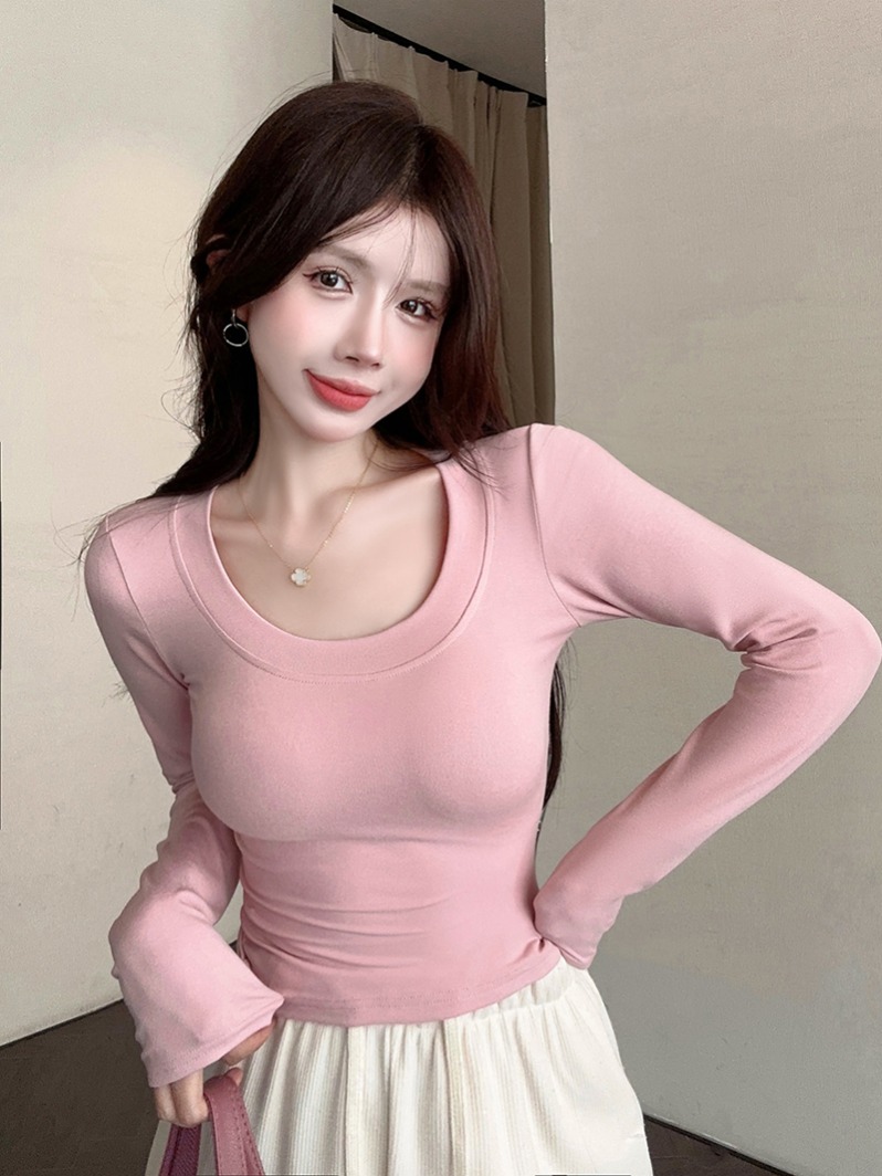 เสื้อยืดแขนยาวคอ U ทรงเข้ารูป  - T Shirt Tight Fit บทวิจารณ์และราคา