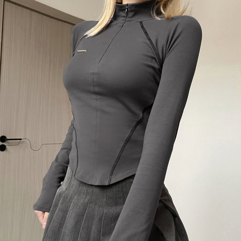 เสื้อยืดคอสูงทรงสปอร์ต แขนยาว  - T Shirt Tight Fit บทวิจารณ์และราคา